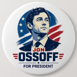 Chapa Redonda De 15 Cm Jon Ossoff Presidente 2028 Tamaño Gigante