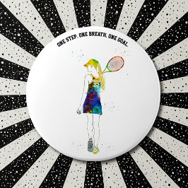 Chapa Redonda De 15 Cm Jugadora de Tenis Femenina