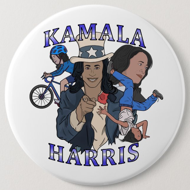 Chapa Redonda De 15 Cm Kamala Harris Bootleg Rap Style (Anverso)