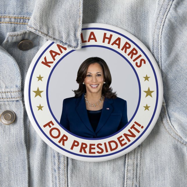 CHAPA REDONDA DE 15 CM ¡KAMALA HARRIS PARA PRESIDENTE! (In situ)