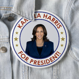 CHAPA REDONDA DE 15 CM ¡KAMALA HARRIS PARA PRESIDENTE!