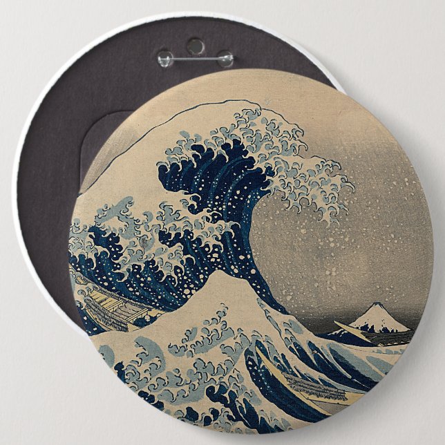 Chapa Redonda De 15 Cm Katsushika Hokusai. La gran ola de Kanagawa (Anverso y reverso)