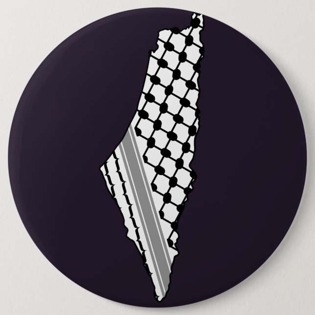 Chapa Redonda De 15 Cm Keffiyeh palestino, mapa libre de Palestina Kufiya (Anverso)