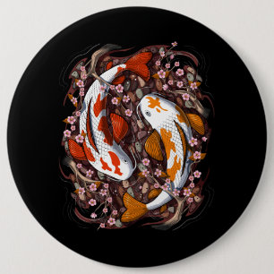 Chapa Redonda De 15 Cm Koi Fish Cherry Blossom