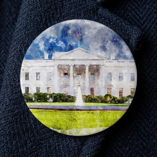 Chapa Redonda De 15 Cm La Casa Blanca en Washington DC Acuarela