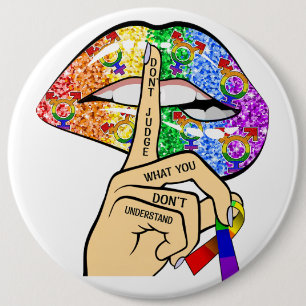 Chapa Redonda De 15 Cm Labios del arcoiris LGBT