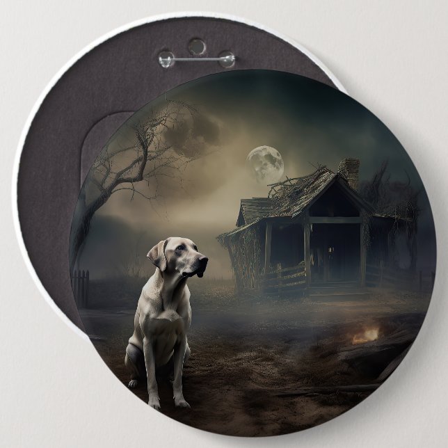 Chapa Redonda De 15 Cm Labrador Halloween Aterrador (Anverso y reverso)