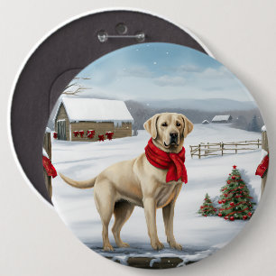 Chapa Redonda De 15 Cm Labrador: Perro recuperado en Navidades de nieve