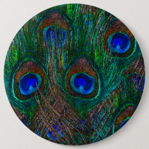 Chapa Redonda De 15 Cm Las plumas de pavo real de la medianoche decoran e