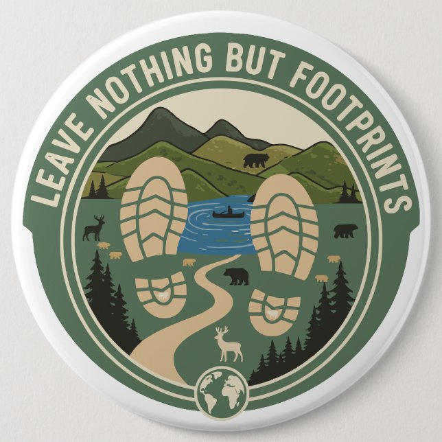 Chapa Redonda De 15 Cm Leave Nothing But Footprints (Anverso)