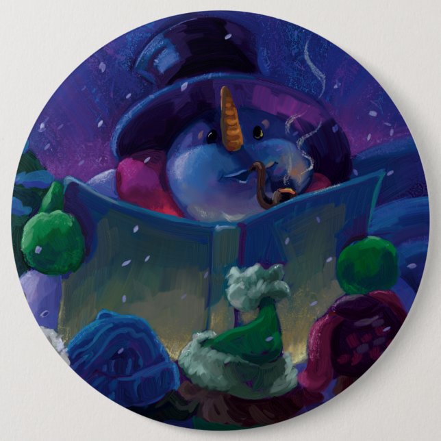 Chapa Redonda De 15 Cm Lectura en invierno (Anverso)