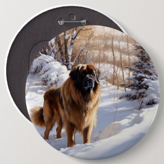 Chapa Redonda De 15 Cm Leonberger Deja que nieve Navidad (Anverso y reverso)