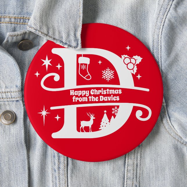 Chapa Redonda De 15 Cm Letra D Monograma Nombre inicial de familia Saludo (In situ)