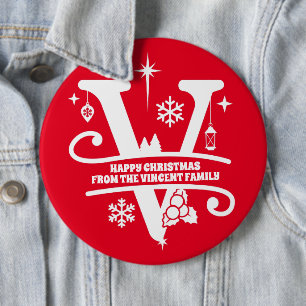 Chapa Redonda De 15 Cm Letra V Monograma Nombre inicial de familia Saludo