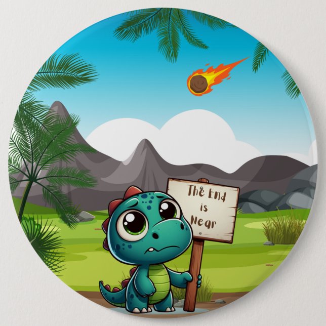 Chapa Redonda De 15 Cm lindo, divertido dinosaurio (Anverso)