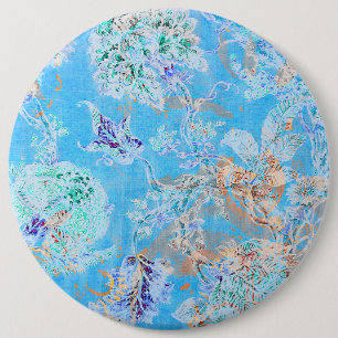 Chapa Redonda De 15 Cm Lindo floral pastel azul