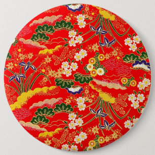 Chapa Redonda De 15 Cm Lindos patrones florales japoneses coloridos