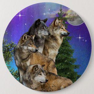 Chapa Redonda De 15 Cm Lobo y Luna