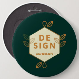 Chapa Redonda De 15 Cm Logotipo hexagonal de crema decorativo sobre un fo