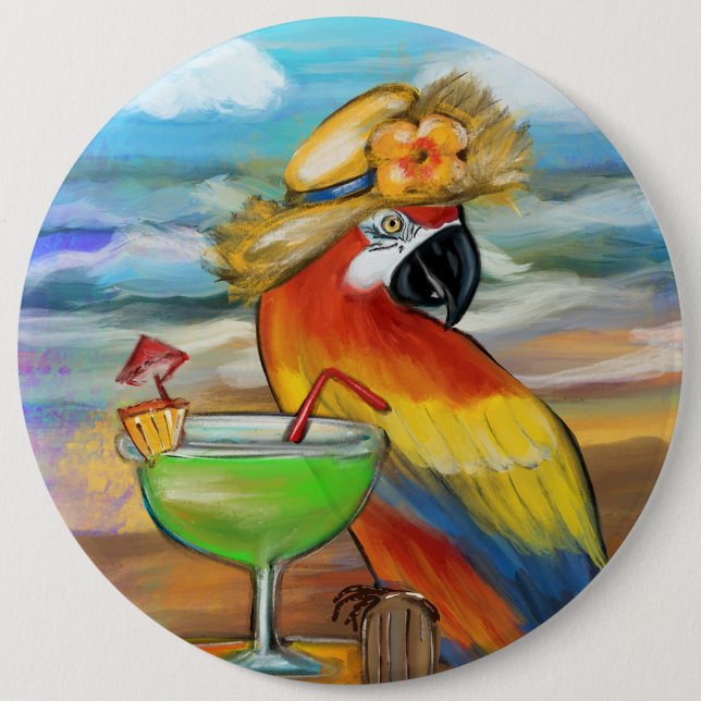 Chapa Redonda De 15 Cm Loros de Fiesta (Anverso)