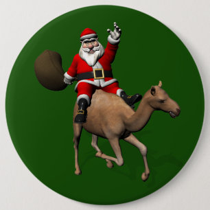 Chapa Redonda De 15 Cm Lovely Santa Claus Riding A Camel