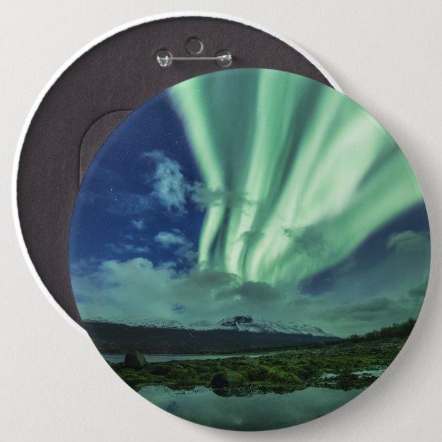 Chapa Redonda De 15 Cm Luz del Norte Noruega (Anverso y reverso)