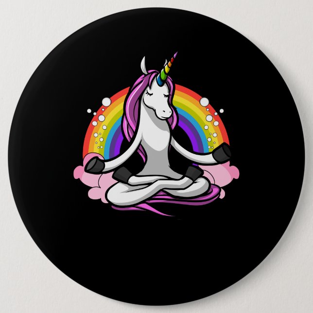 Chapa Redonda De 15 Cm Magnífica Unicornio Yoga Zen Meditación Arcoiris (Anverso)
