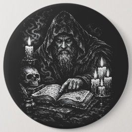 Chapa Redonda De 15 Cm Mago estudiando el grimorio — por BurnsInHell