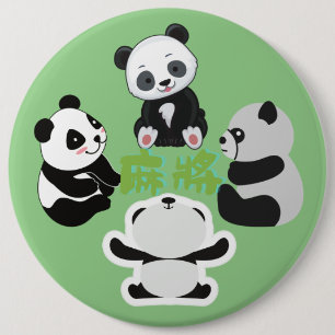 Chapa Redonda De 15 Cm Mahjong Panda Cute Funny