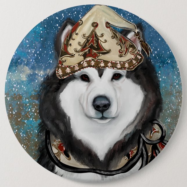 Chapa Redonda De 15 Cm Malamute de Alaska (Anverso)