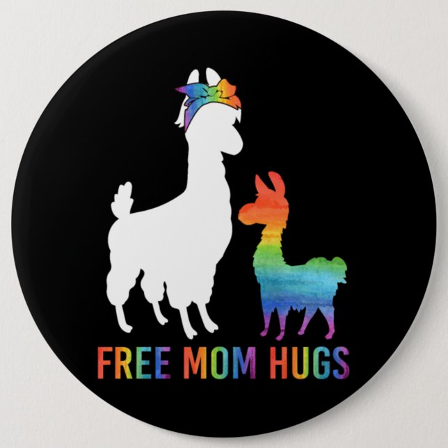 Chapa Redonda De 15 Cm Mamá libre abraza a Mamá Llama (Anverso)