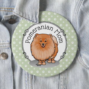 Chapa Redonda De 15 Cm Mamá panomana Pom Mom (naranja roja)