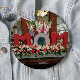 Chapa Redonda De 15 Cm "Mamá, te amo" - Un sincero tributo floral