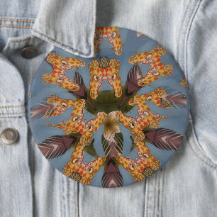 Chapa Redonda De 15 Cm Mandalá de jirafa caleidoscopio: Arte abstracto de