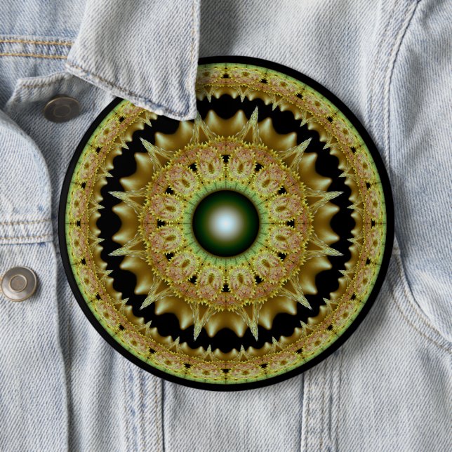 Chapa Redonda De 15 Cm Mandala dorada fractal (In situ)