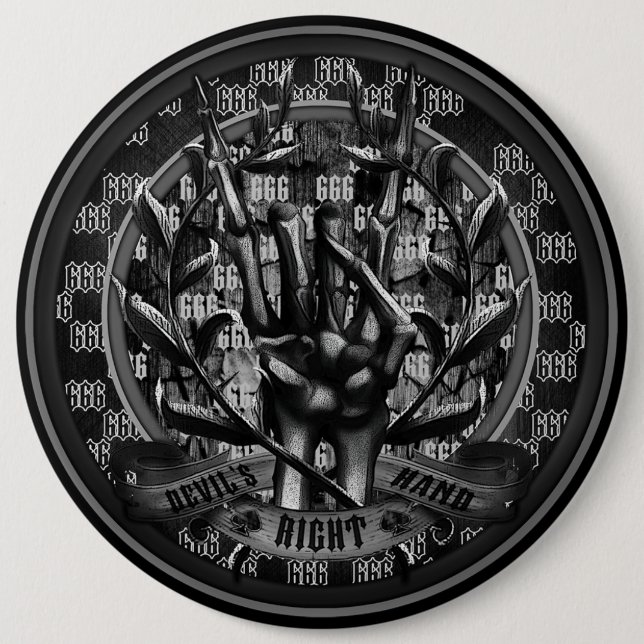 Chapa Redonda De 15 Cm Mano derecha del diablo (Anverso)