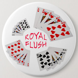 Chapa Redonda De 15 Cm Manos de Póquer - Flush Real