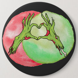 Chapa Redonda De 15 Cm Manos zombis haciendo forma de corazón, Halloween