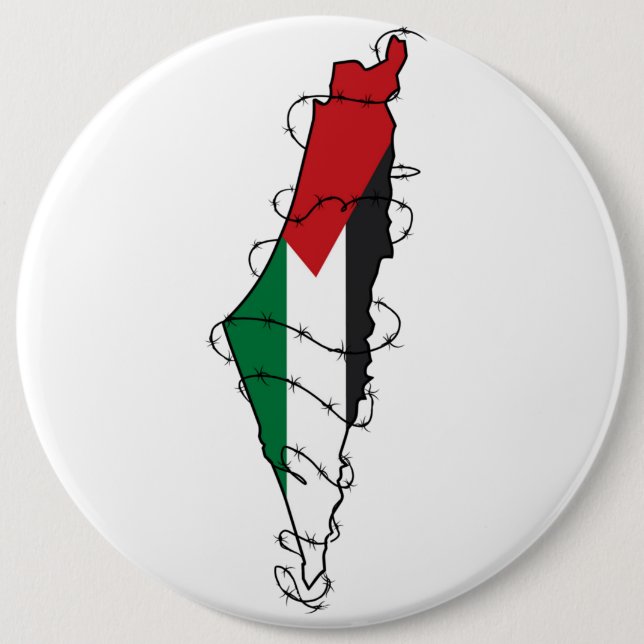 Chapa Redonda De 15 Cm Mapa de alambre de púas de Palestina Libre (Anverso)