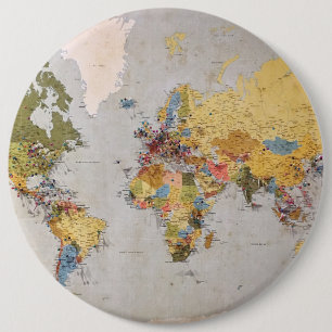 Chapa Redonda De 15 Cm mapa mundial