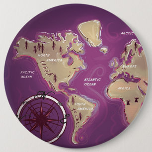 Chapa Redonda De 15 Cm Mapa mundial