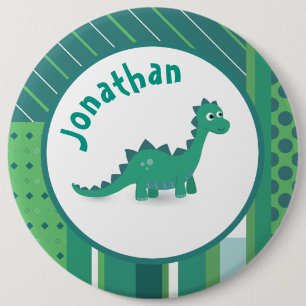 Chapa Redonda De 15 Cm Marco redondo en verde/azul con un lindo dinosauri