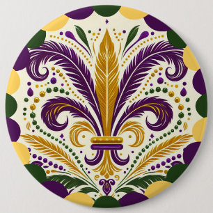 Chapa Redonda De 15 Cm Mardi Gras fleur-de-lis