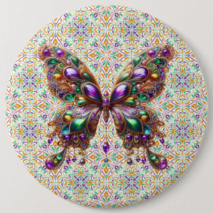 Chapa Redonda De 15 Cm Mariposa de Mardi Gras