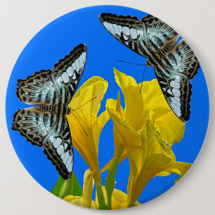 Chapa Redonda De 15 Cm Mariposas de barquillos azules malayas en Canna Ki