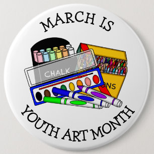 Chapa Redonda De 15 Cm Marzo es el mes del arte juvenil