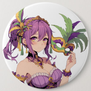 Chapa Redonda De 15 Cm Máscara Anime Mardi Gras