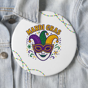Chapa Redonda De 15 Cm Máscara tradicional de colores de Mardi Gras