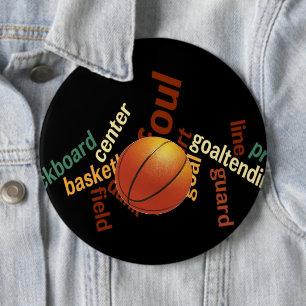 Chapa Redonda De 15 Cm Mate de Vocabulario: Juego de Baloncesto de Campeo