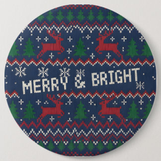Chapa Redonda De 15 Cm Merry & Bright Ugly Christmas Sweater